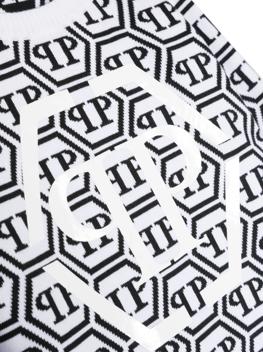 Толстовка вязки интарсия с логотипом Philipp Plein Junior, черный — фото 3