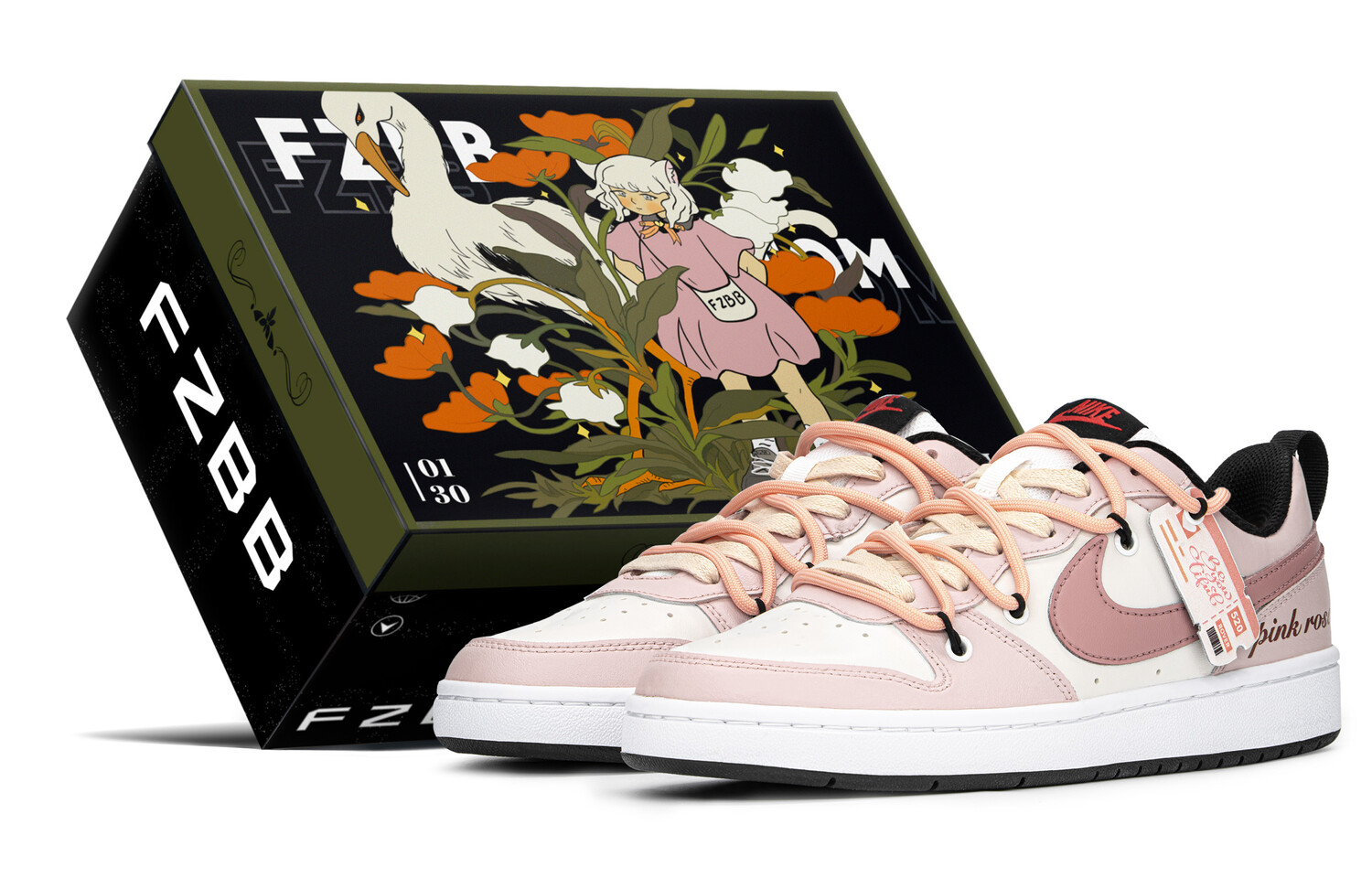 

Кроссовки Nike Court Borough Series Skateboard Shoes Women's Low-Top Beige Pink