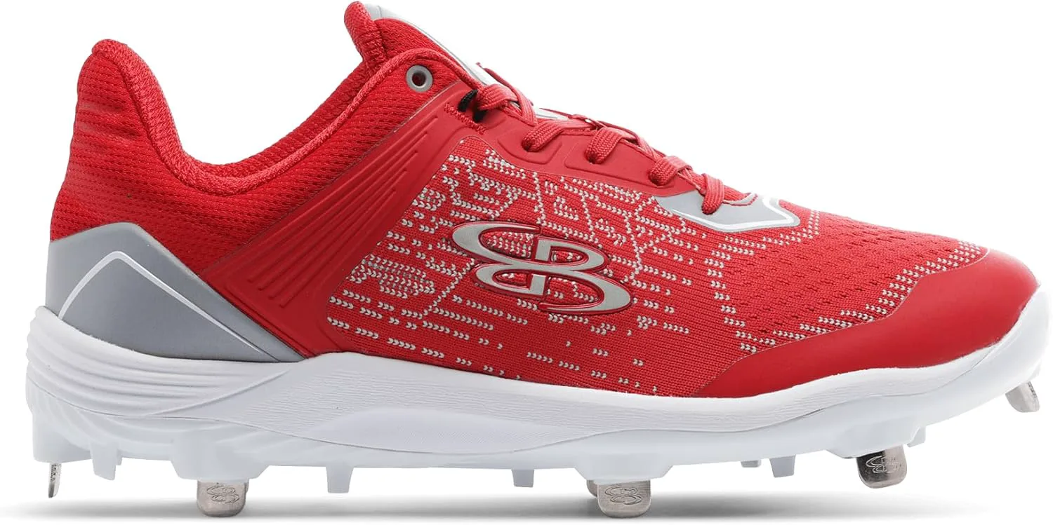 Boombah Viper Pureknit Мужские металлические бутсы - Статус - Разнообразие цветов - Разные размеры, красный/серый/белый — фото 4