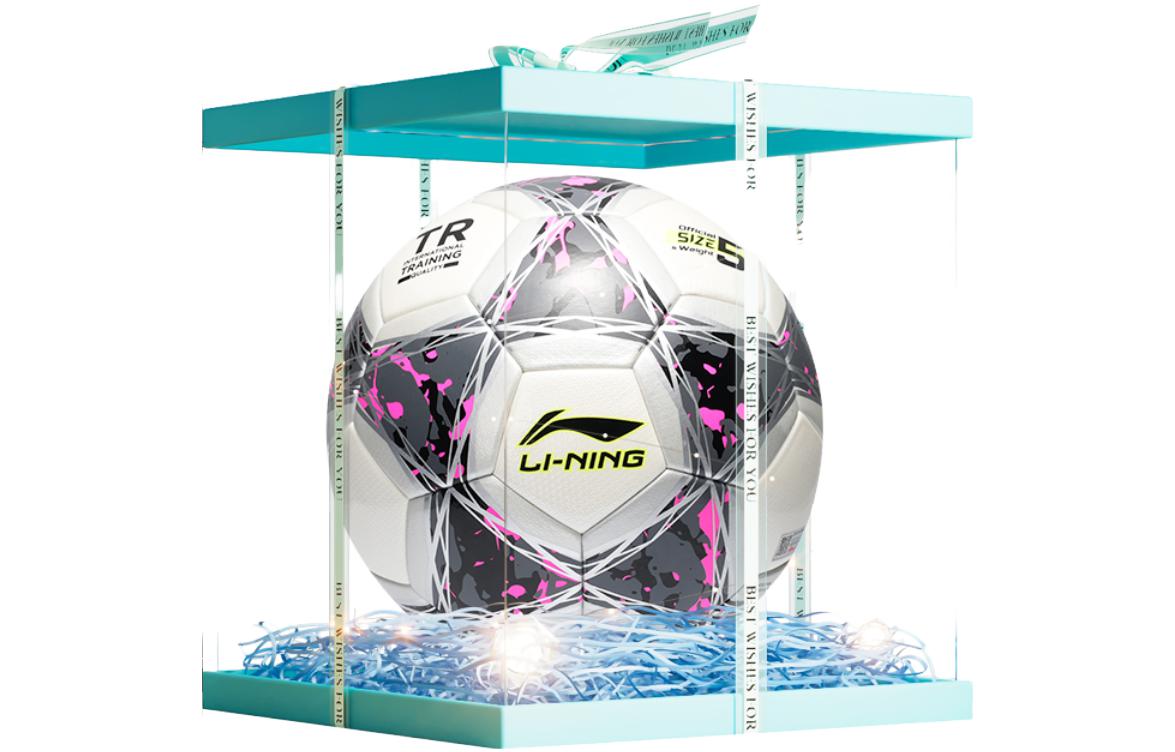 

LINING Размер 5 мяч Soccer TPU машинной строчки футбольный мяч Unisex Silver White/Rose Red