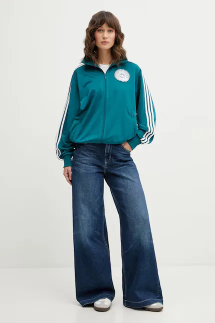 Толстовка на молнии Adidas Originals, бирюзовый — фото 2