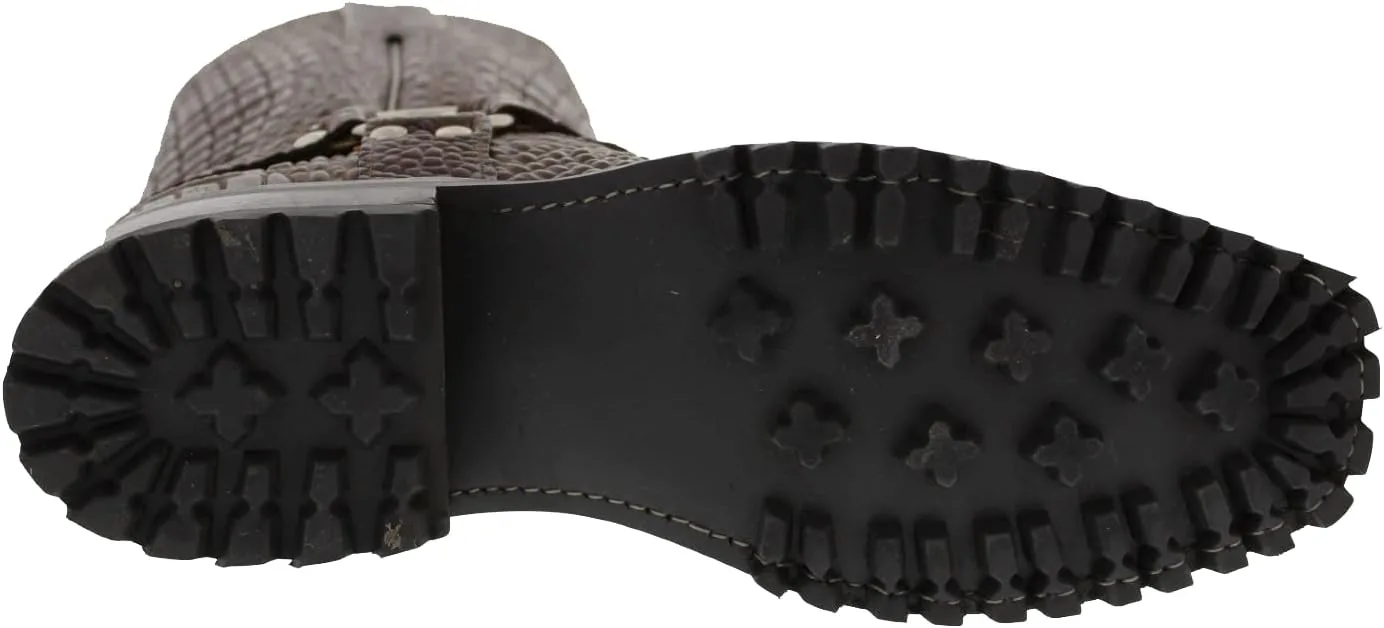 Мужские профессиональные ковбойские мотоботы коричневые из кожи с рисунком из крокодиловой кожи, квадратный носок Cowboy Professional, коричневый — фото 3