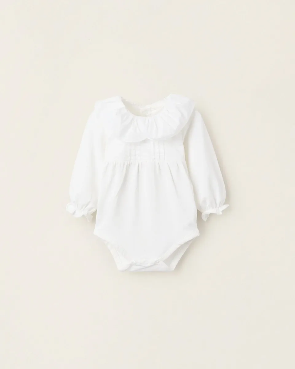 

Детское боди для девочки с длинным рукавом, белое Zippy, белый