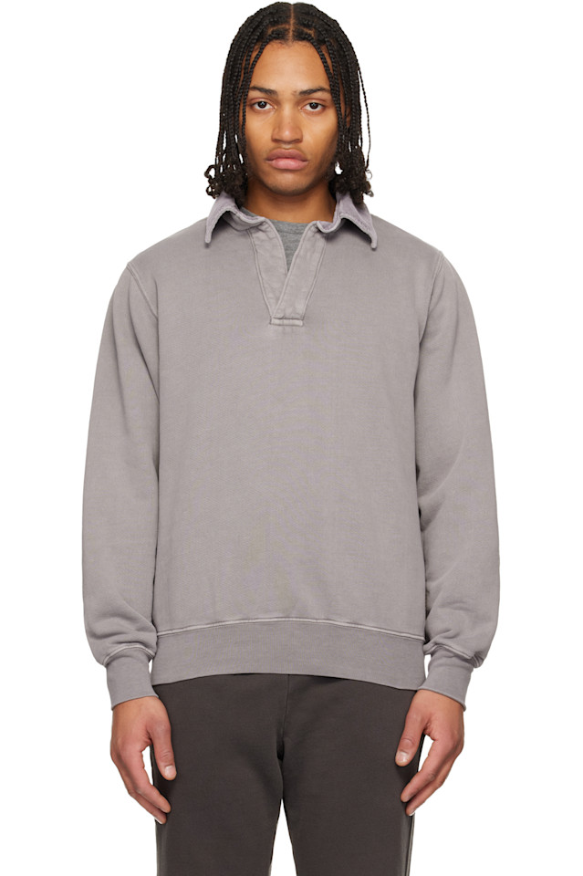 

Les Tien Серая мотоциклетная рубашка поло сзади