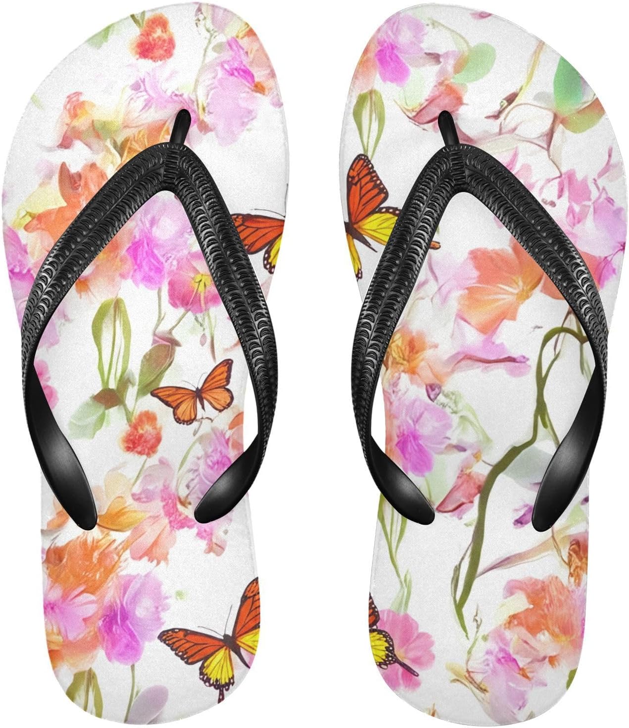 

Розовые сланцы с цветочным узором и бабочкой, пляжные шлепанцы для душа, резиновые нескользящие летние тапочки для мужчин и женщин Sinestour