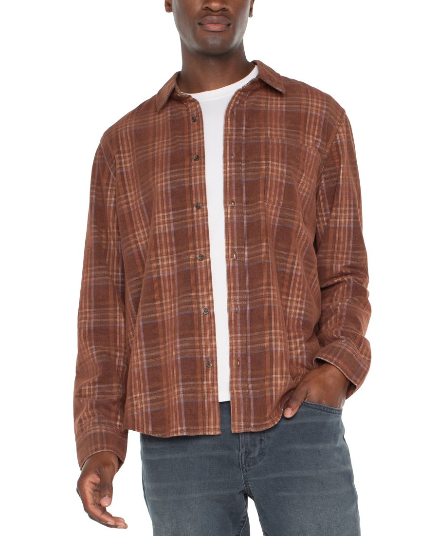 

Мужская рубашка с длинными рукавами на пуговицах Liverpool Los Angeles, Rustic brown plaid