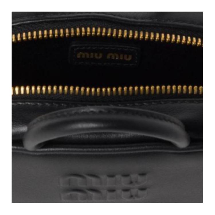 MIU MIU Кожаный брелок для сумки женский черный, Black — фото 4
