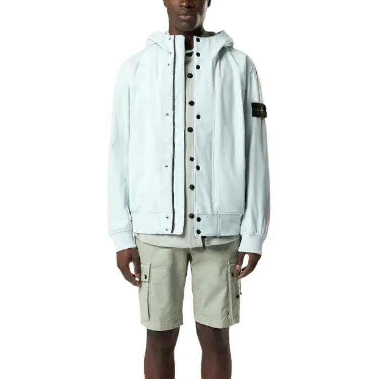 Куртка с капюшоном и патчем с логотипом STONE ISLAND, Sky Blue — фото 4