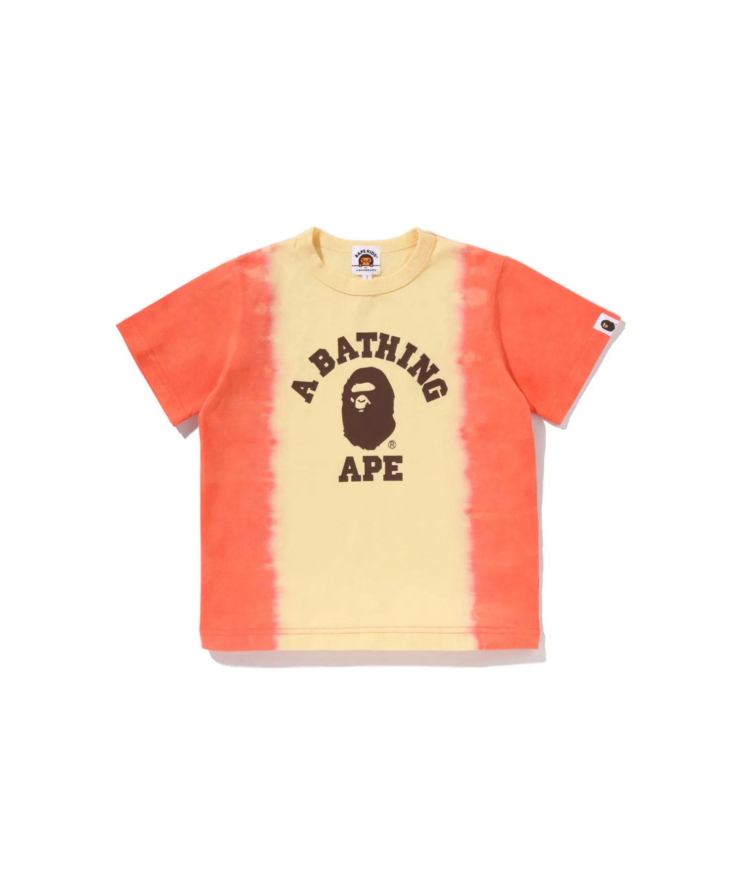 Детская футболка A BATHING APE GRADATION COLLEGE с градиентным принтом оранжевая