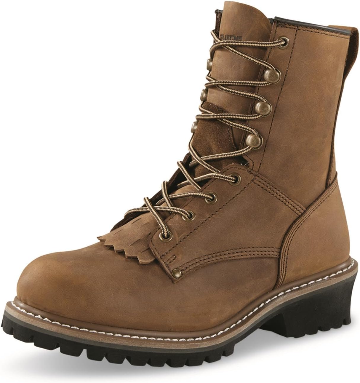 Ботинки Guide Gear Men's Sawtooth 2.0 Logger с кожаными верхами и резиновой подошвой, коричневый — фото 2