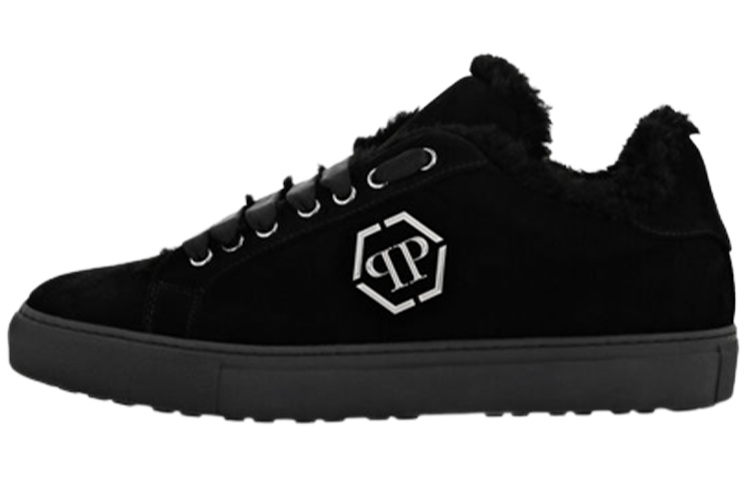 

Кроссовки кожаные с логотипом PHILIPP PLEIN, черный