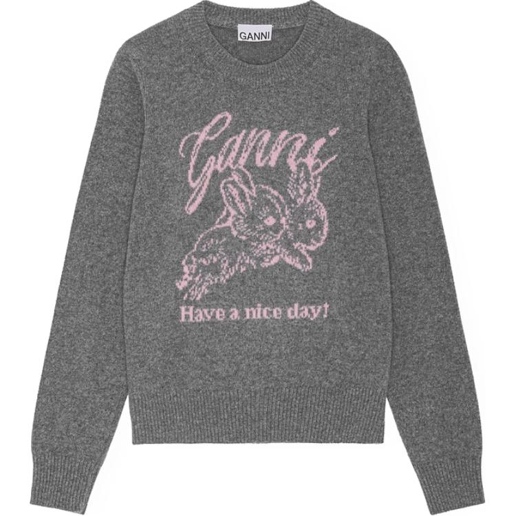 

Свитер FW24 женский Frost Gray GANNI, серый