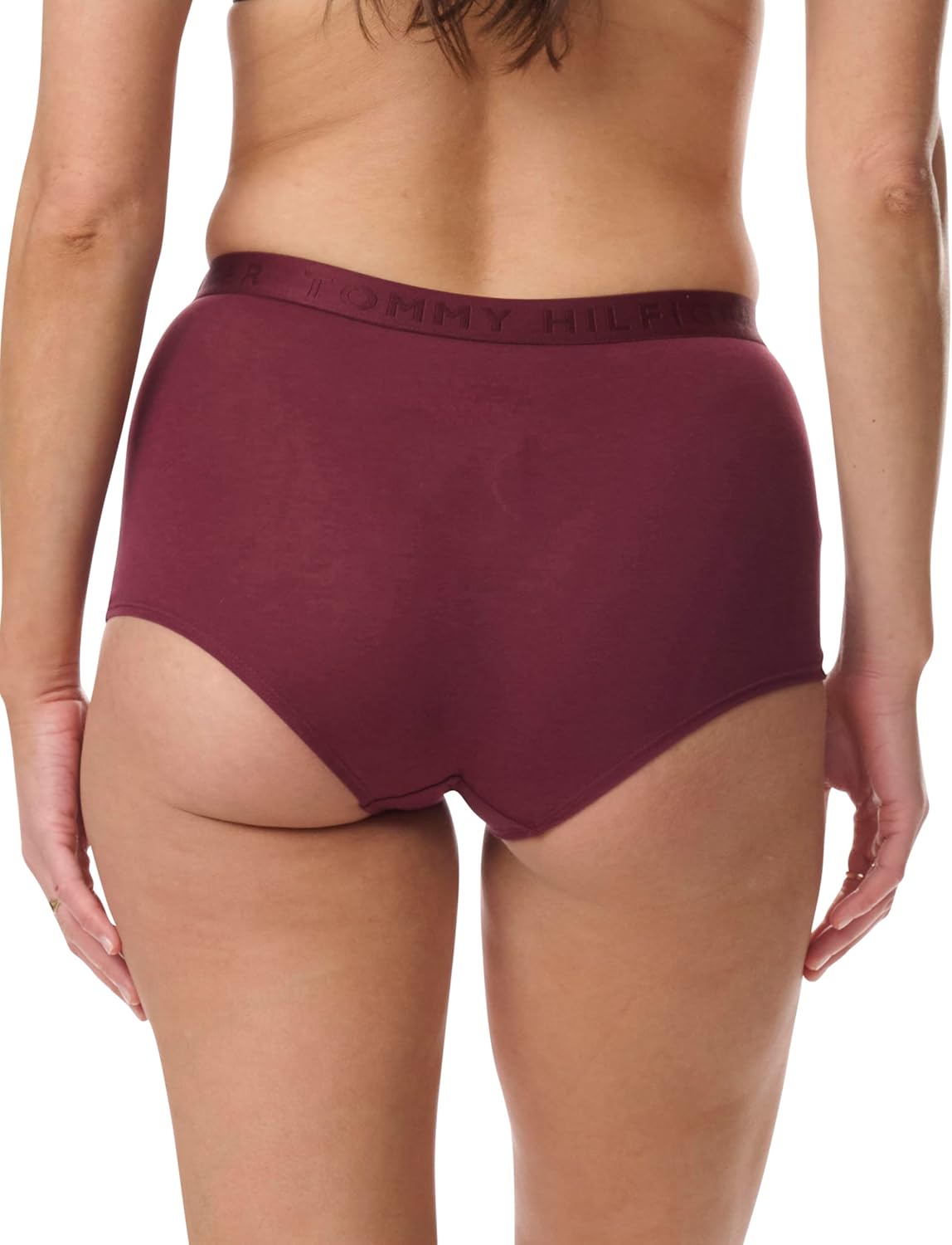 Женские хлопковые шорты Tommy Hilfiger с логотипом и поясом, упаковка 6 шт., Windsor Wine/Balanced Beige/Black — фото 4