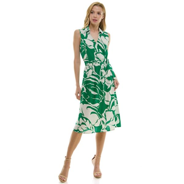 

Женское платье миди с завязками на резинке на талии Luxology, цвет green ivory