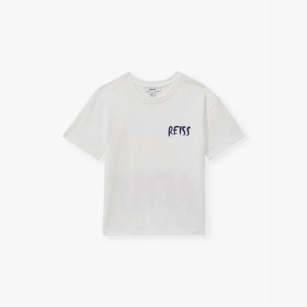 

Футболка из хлопкового джерси с фирменным принтом 3-13 лет Reiss, белый