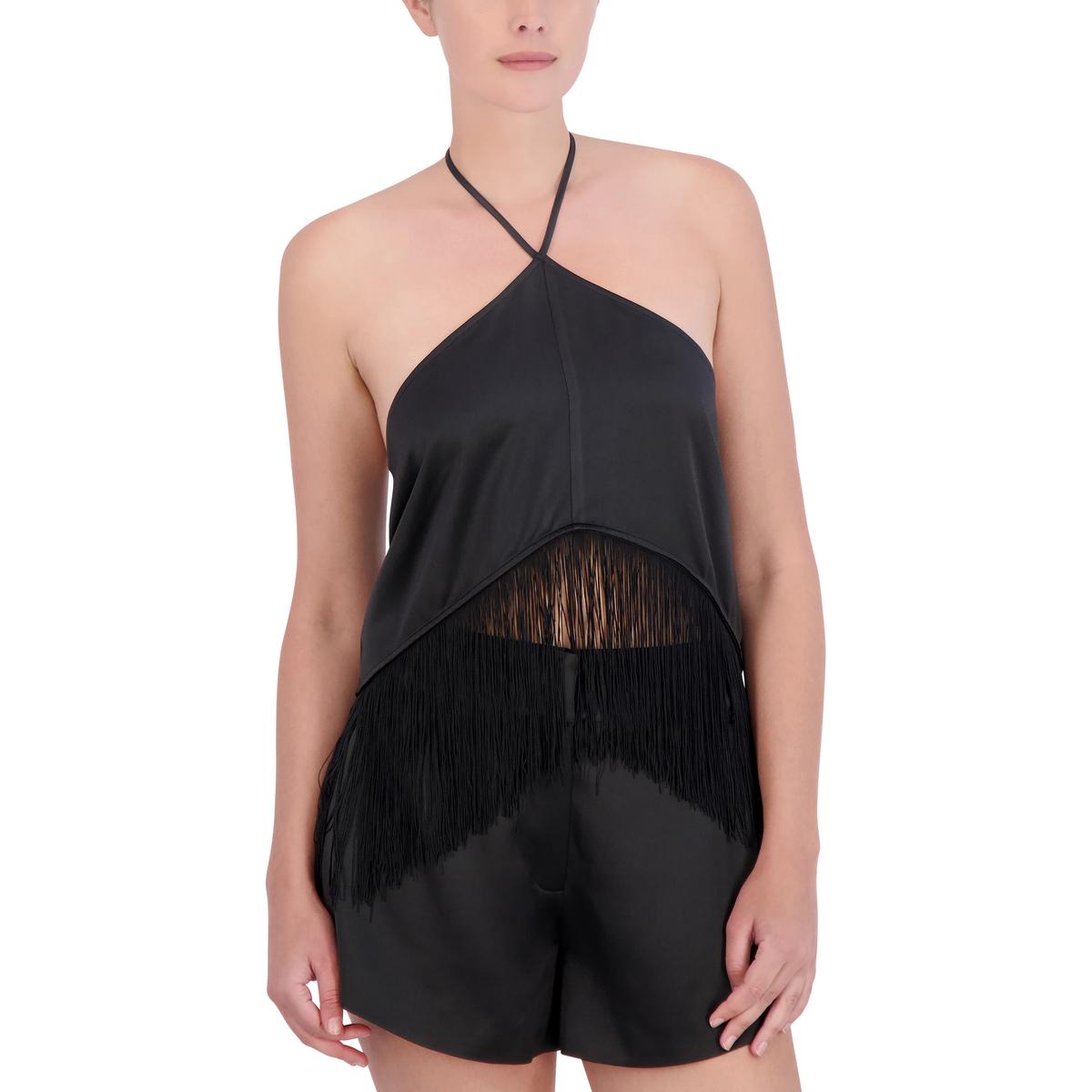 

Женский топ с бахромой и блестками BCBGMAXAZRIA, черный