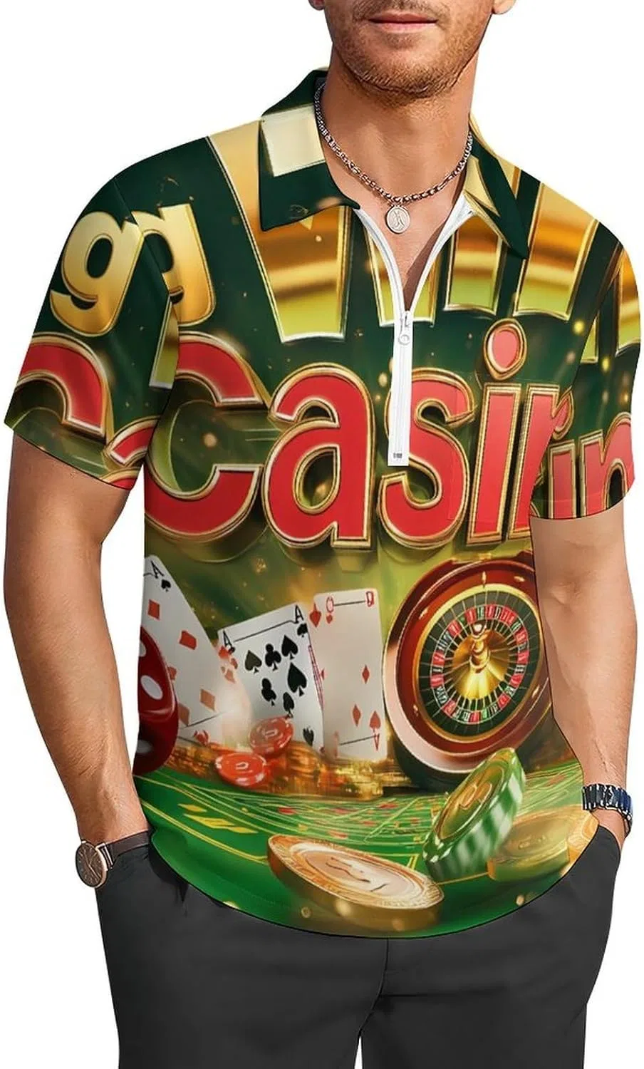 Мужское поло Big Win Casino с коротким рукавом, мультиколор