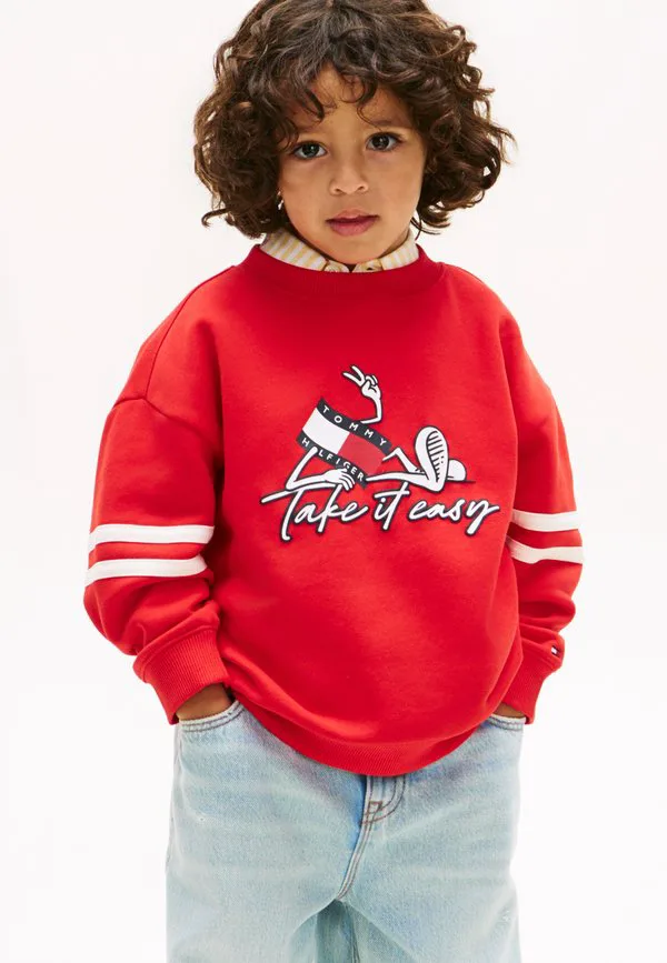Толстовка из махровой ткани с рисунком волнистого флага Tommy Hilfiger, Rapid Red