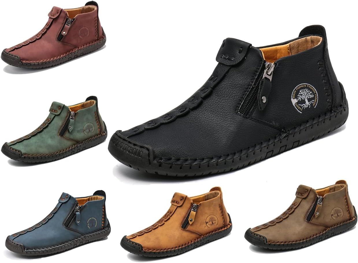 

Мужские лоферы слипоны повседневные кожаные туфли на плоской подошве, пенни-лоферы, легкие дышащие обувь для улицы, прогулок и вождения, комфортные классические туфли с ручной прошивкой, противоскользящие с круглым носком Generic, черный