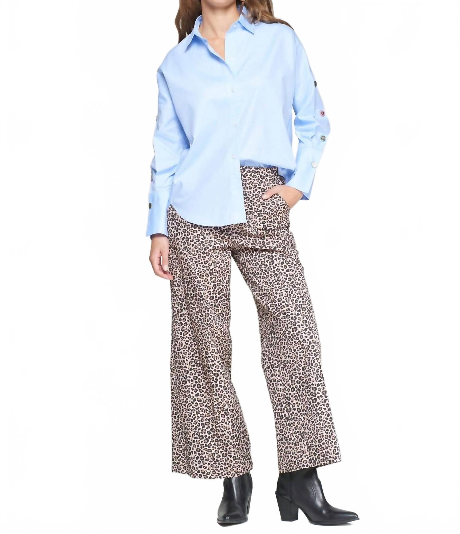 

Леопардовые брюки с высокой талией и широкими штанинами Vilagallo, Leopard