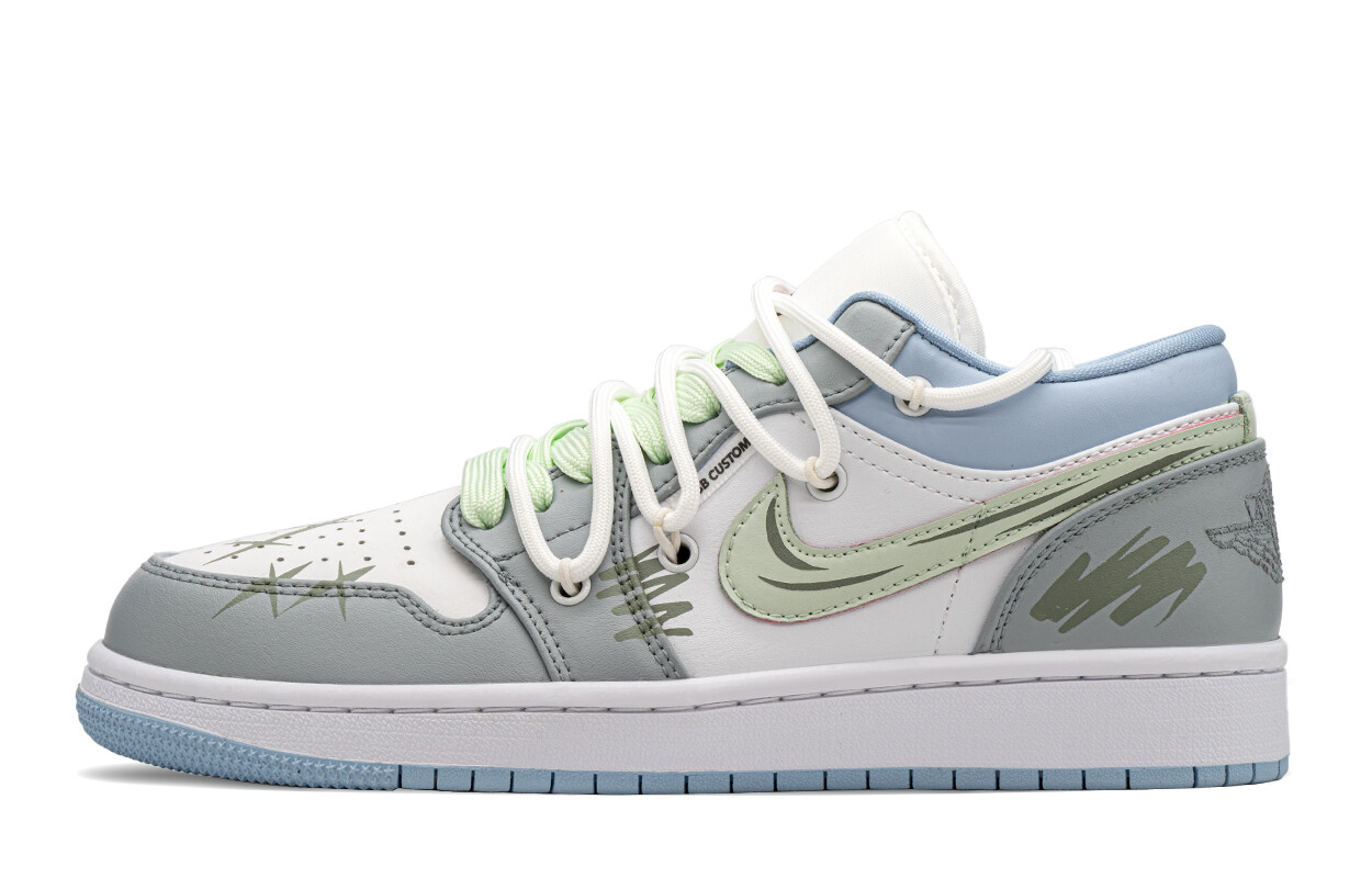 

Кроссовки Air Jordan 1 Vintage Basketball Shoes Women's Low-top Green/Blue, зеленый