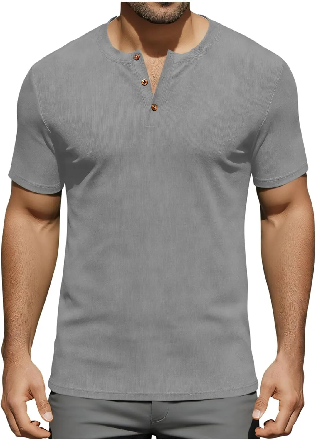 

Хлопковая футболка Henley с коротким рукавом и пуговицами Sdeycui