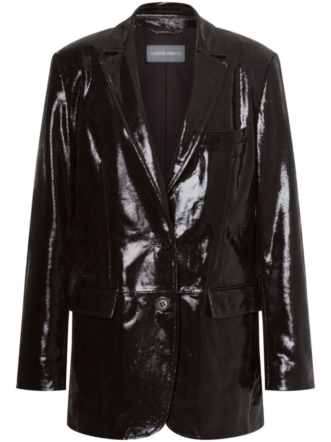 

Alberta Ferretti лакированный кожаный блейзер, черный