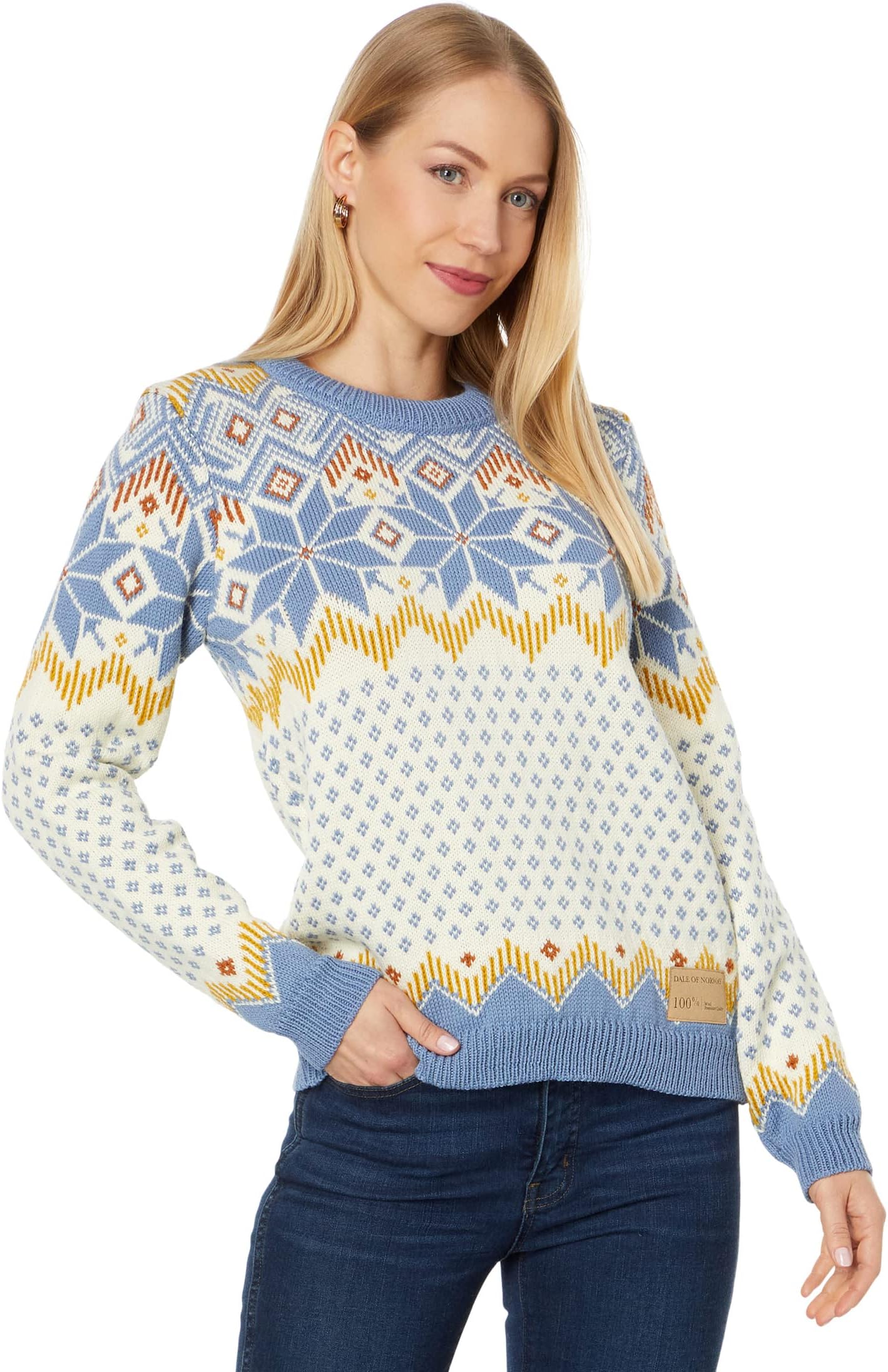 

Свитер Dale of Norway Vilja Sweater, цвет Off-White Blue Shadow Mustard