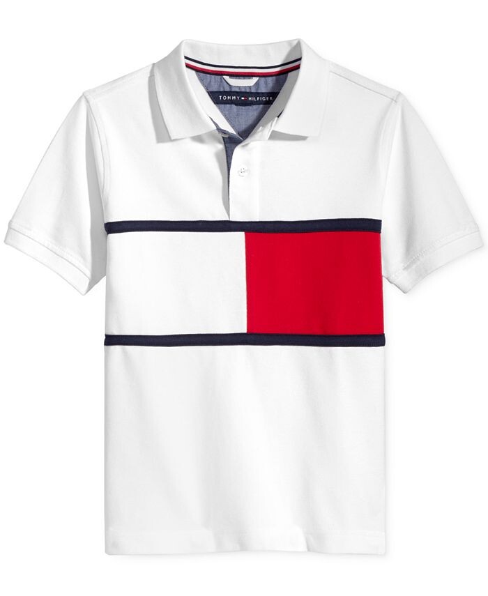 Поло с цветными блоками Big Boys Tommy Flag Tommy Hilfiger, белый — фото 3