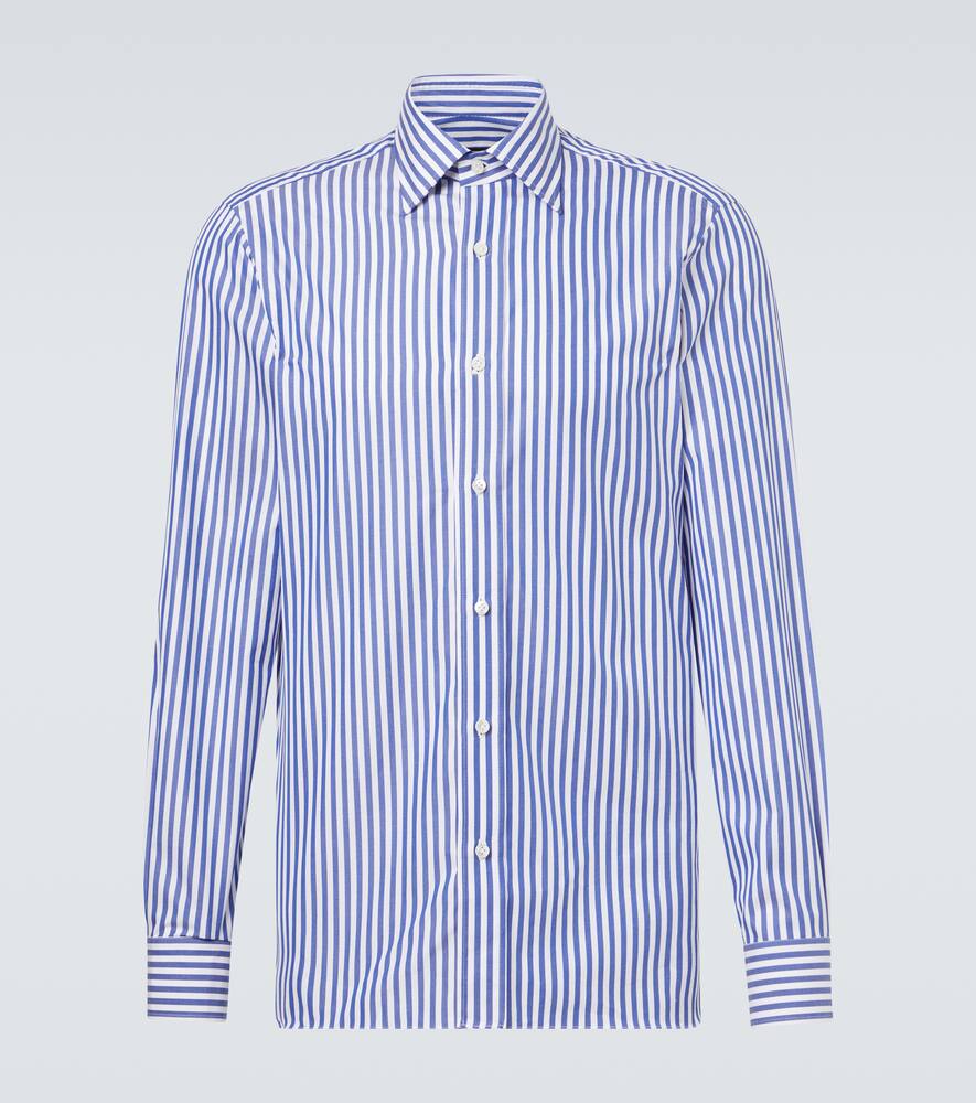 

Полосатая хлопковая поплиновая рубашка Rubinacci, Striped White\Blue