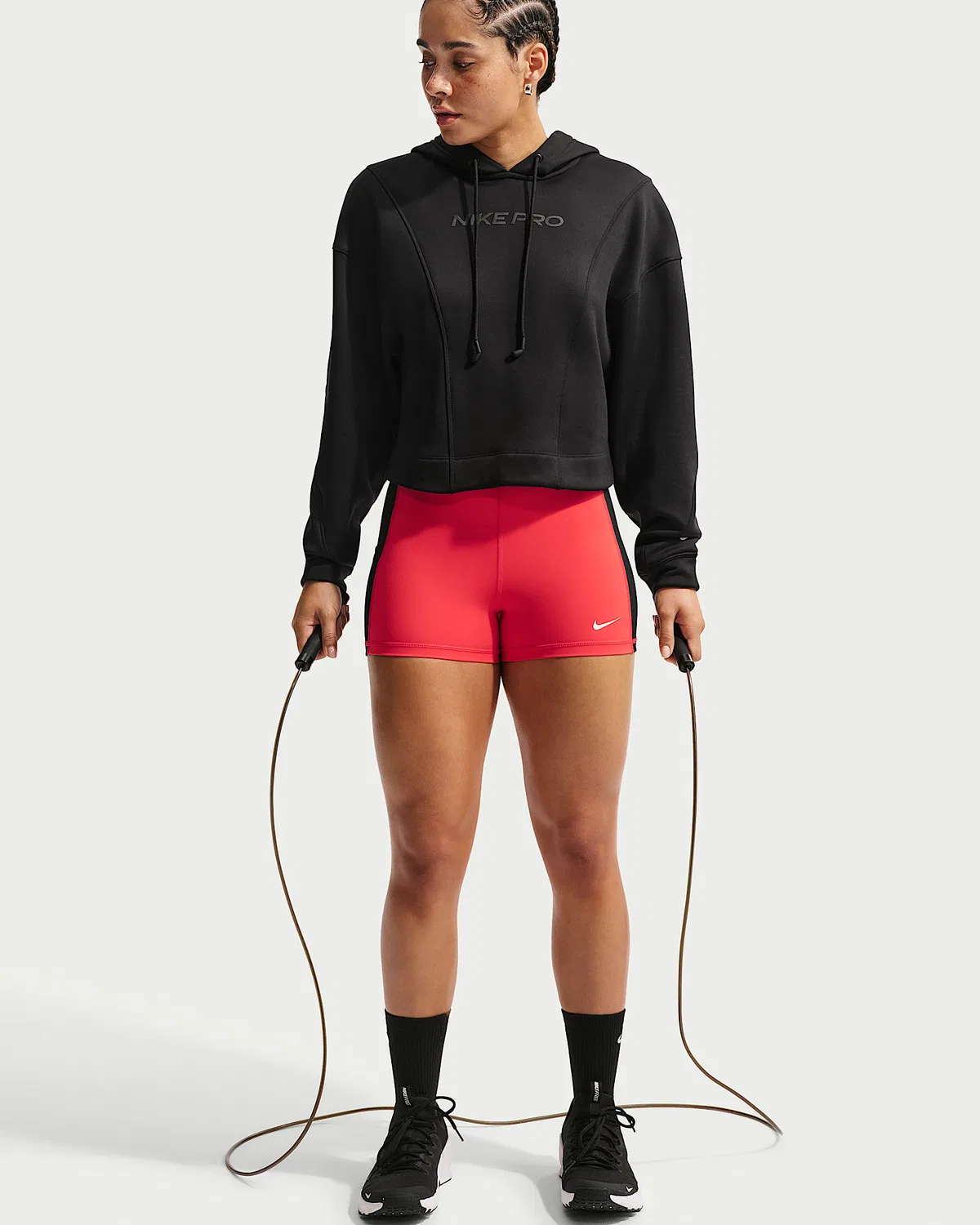 Женские шорты-велосипедки Nike Pro Sculpt Dri-FIT с высокой посадкой, 5", Light Crimson/Black/White — фото 4