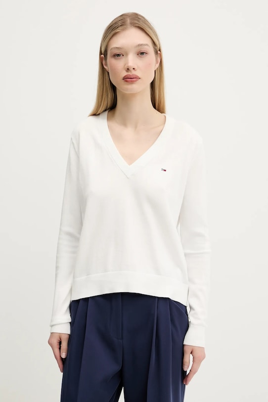 

Хлопковый свитер Tommy Jeans, белый