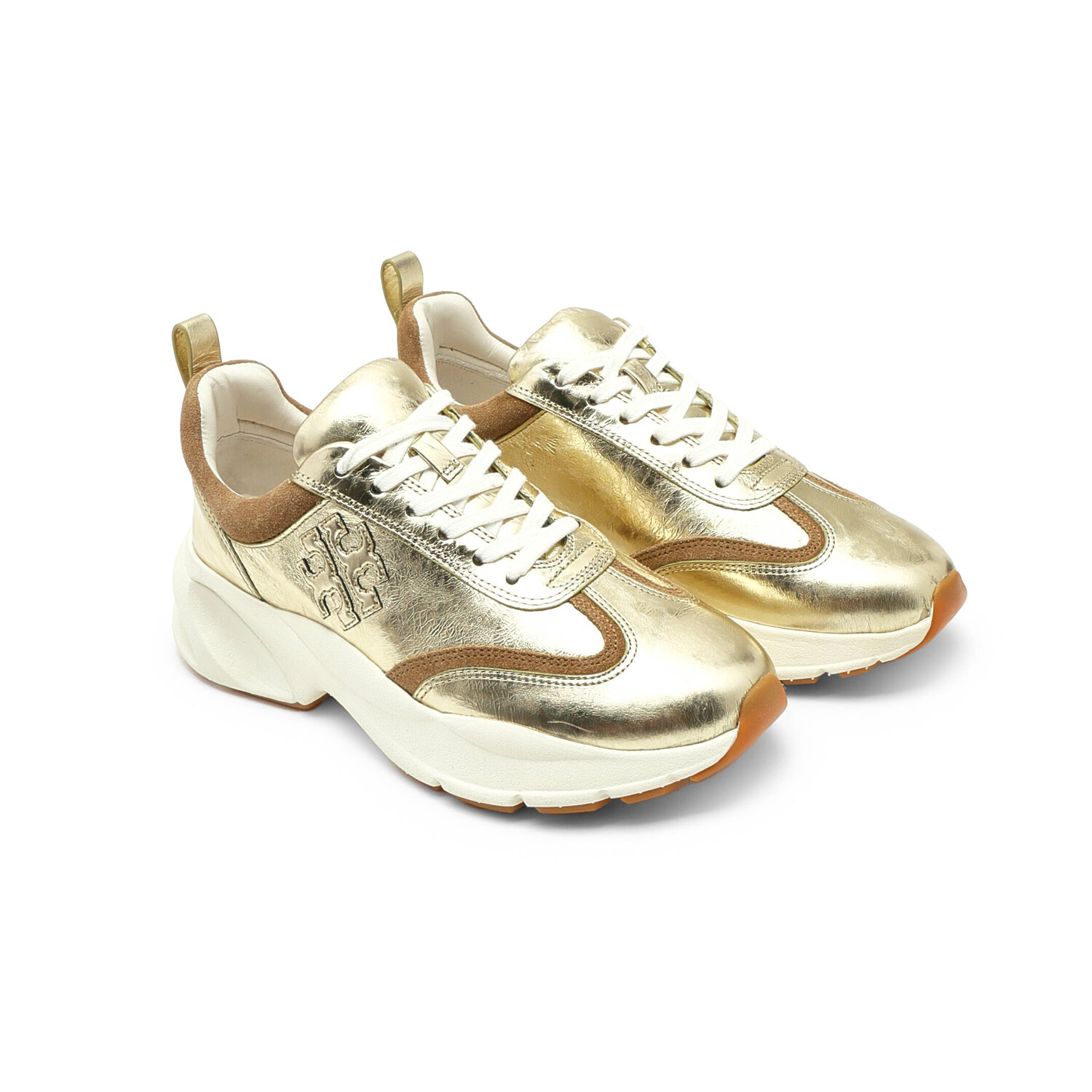 Кеды TORY BURCH in pelle good luck trainer, золотой — фото 3