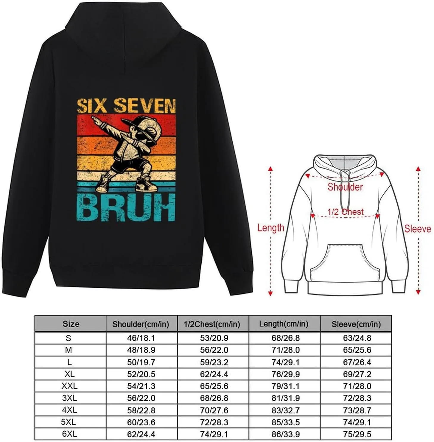 Six Seven Bruh 6 7 Bruh 6 7 Meme худи с карманом — фото 4