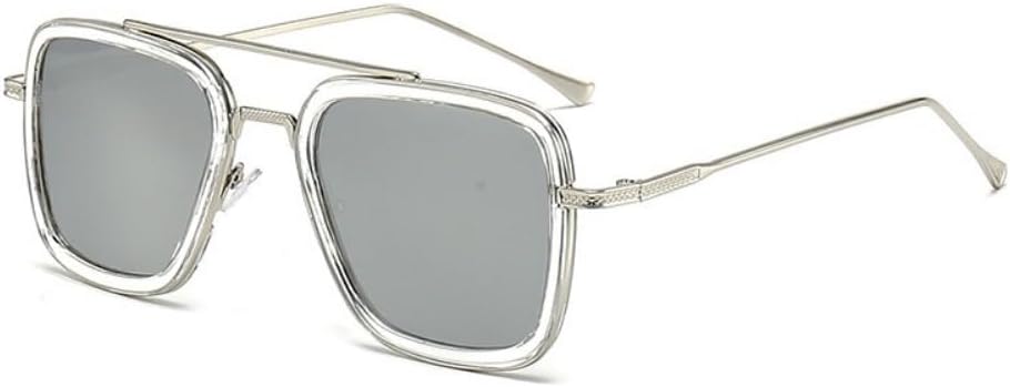 

Винтажные солнцезащитные очки-авиаторы квадратной формы для мужчин и женщин, металлические прямоугольные, винтажные, прозрачные, модные солнцезащитные очки Kelukes, 9-silver Frame