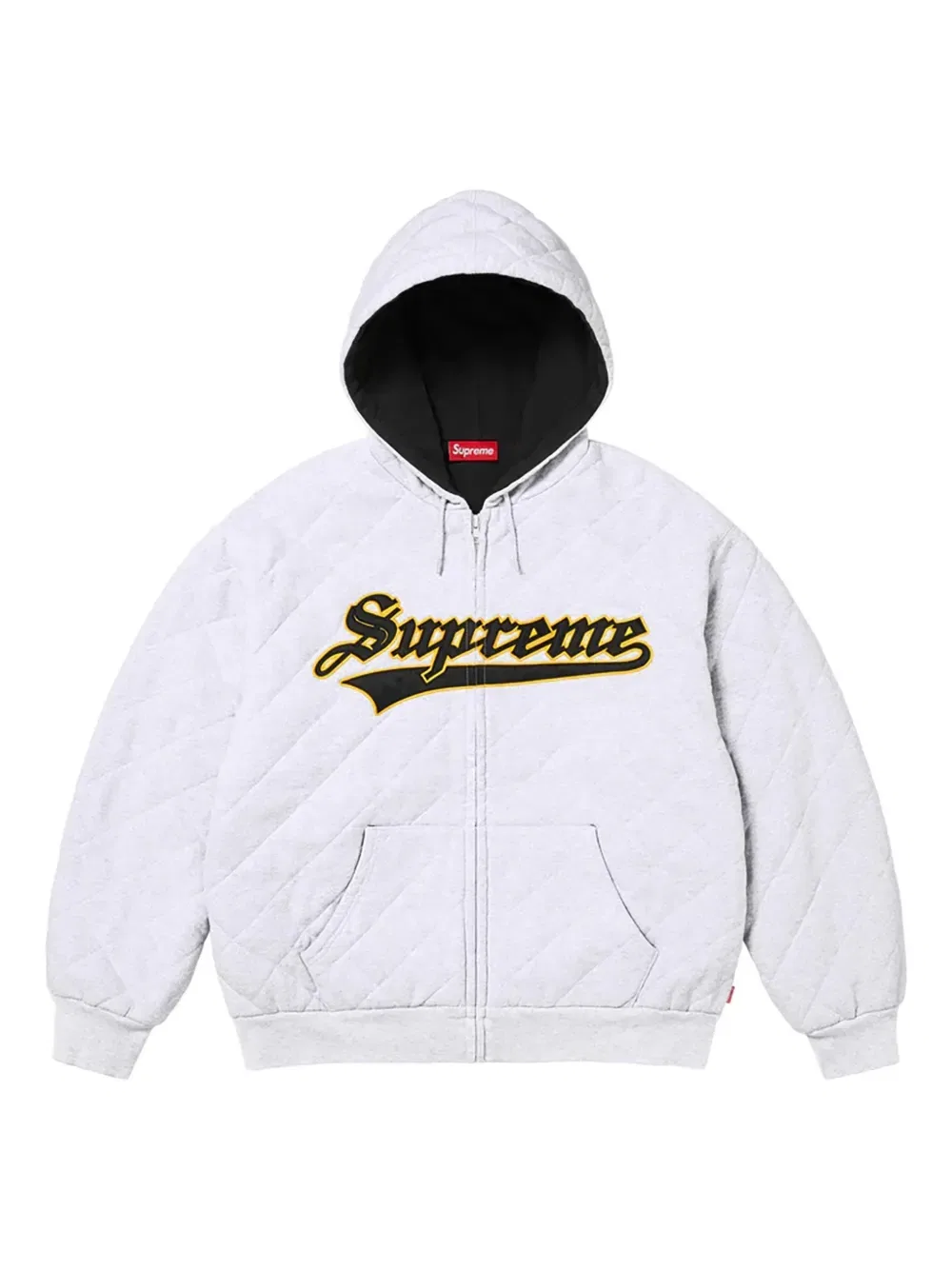 Стеганый свитер на молнии с капюшоном Supreme, серый