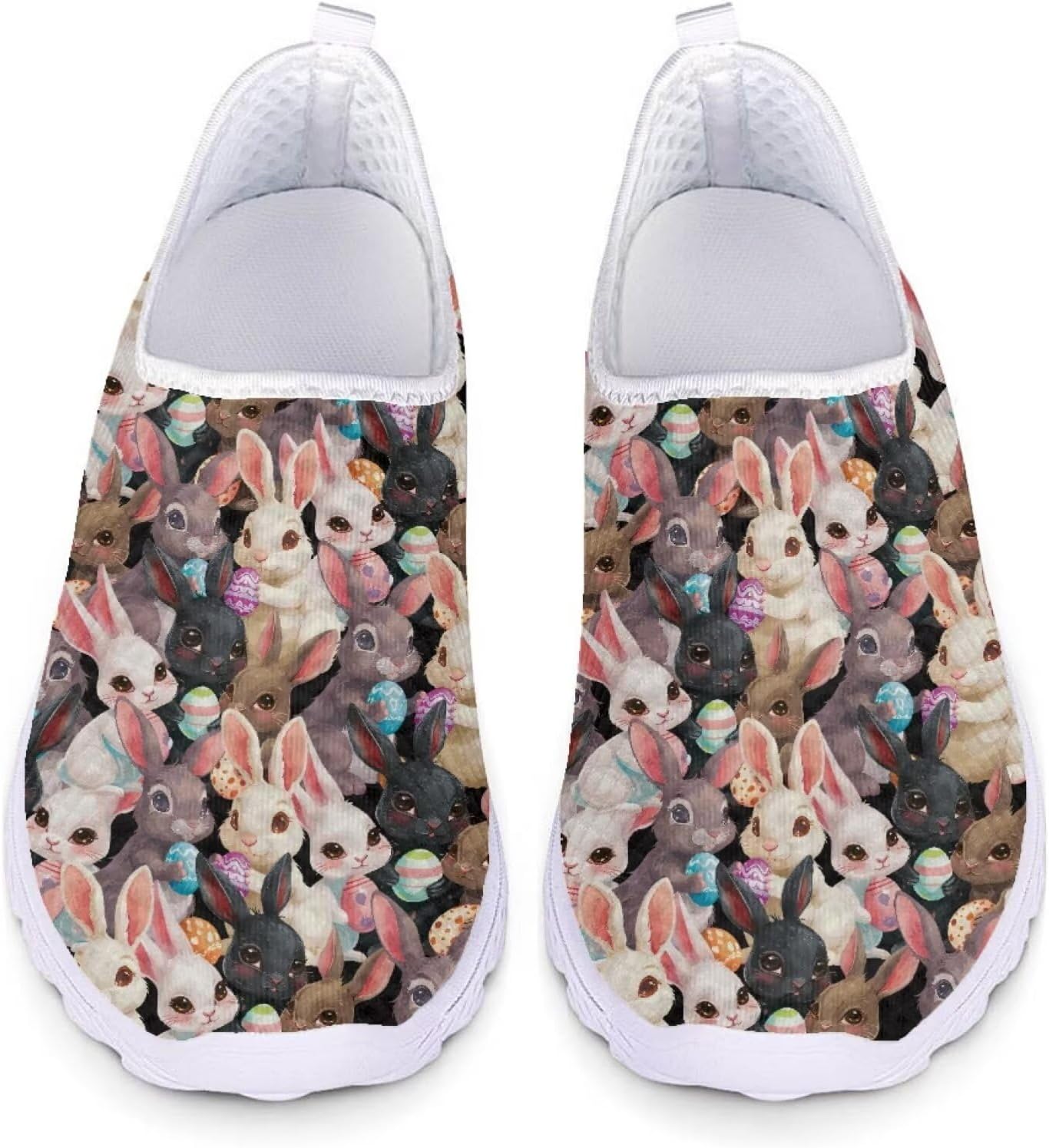 

Кеды Belidome Slip On Clipper для женщин и мужчин, повседневная комфортная обувь для ходьбы и бега, Animal Easter Rabbit