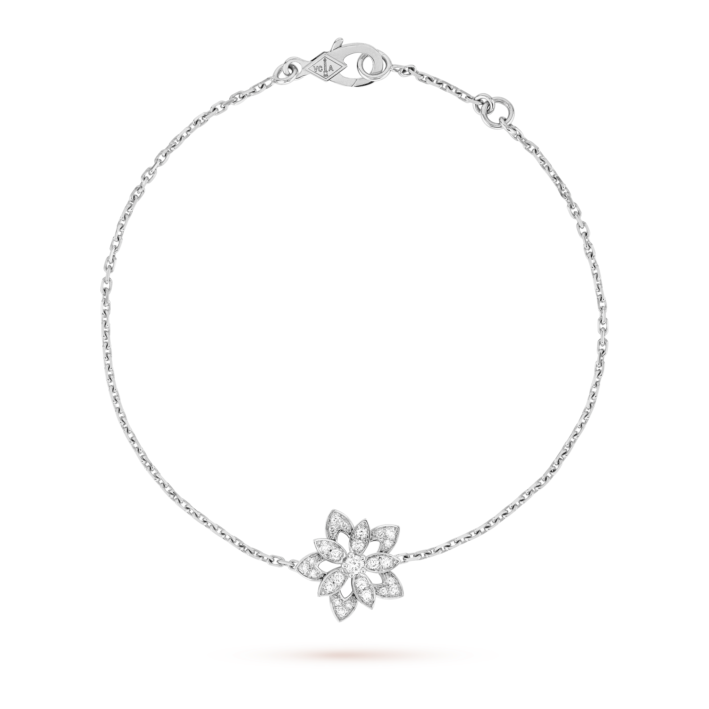 

Браслет Van Cleef & Arpels Lotus openwork мини модель, белое золото 18 ct, бриллиант