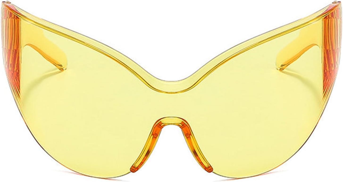 

Солнцезащитные очки Willochra «Кошачий глаз», модные безободковые очки в стиле Y2K для женщин и мужчин, солнцезащитные очки для спорта с защитой от УФ-излучения, цельные очки, Yellow