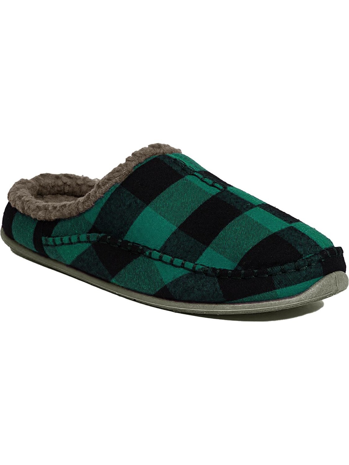 

Мужские домашние и уличные тапочки-мулы Nordic Deer Stags, цвет Dark Green/Black Plaid