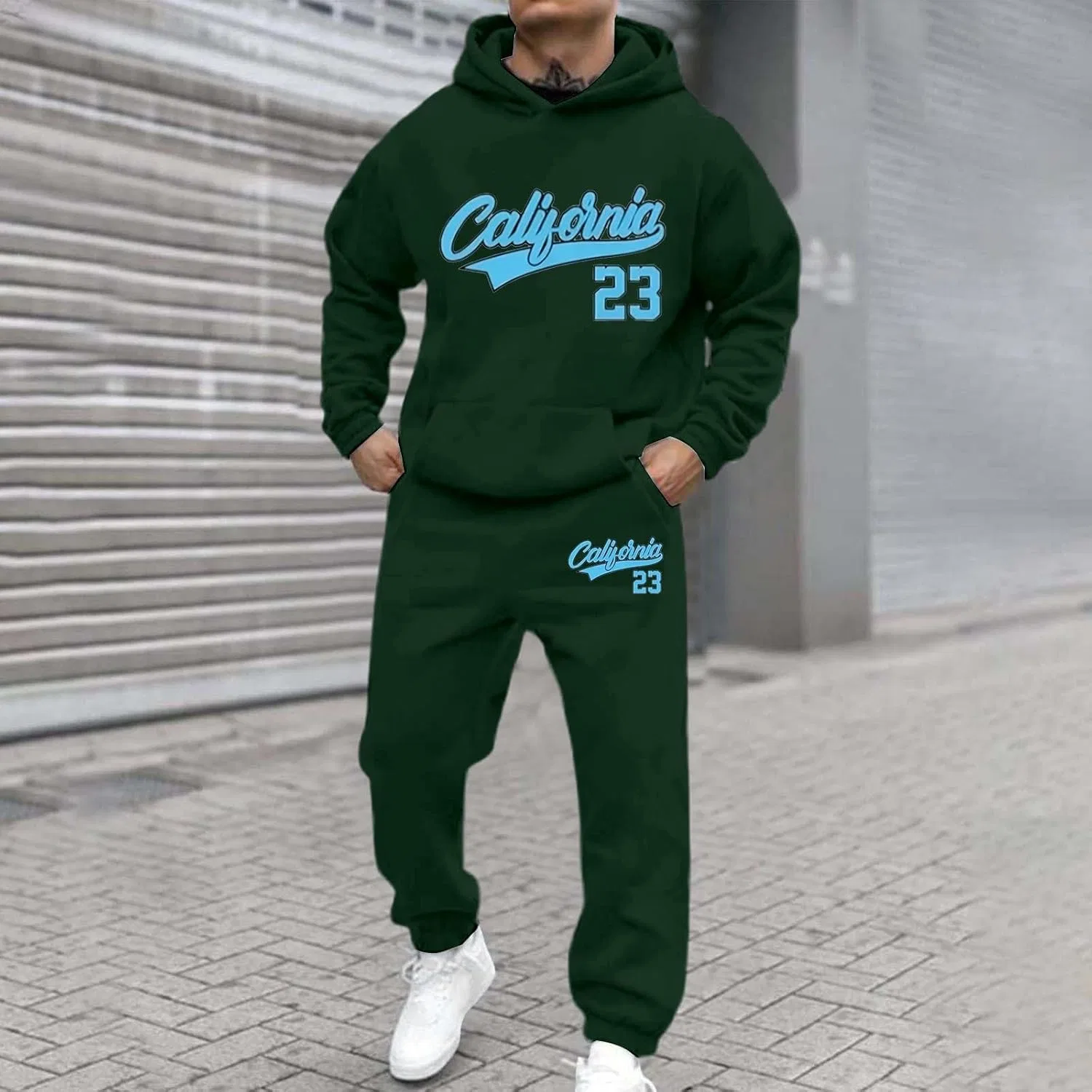 Спортивный костюм из 2 предметов, Vintage, толстовка и спортивные штаны, A02-green