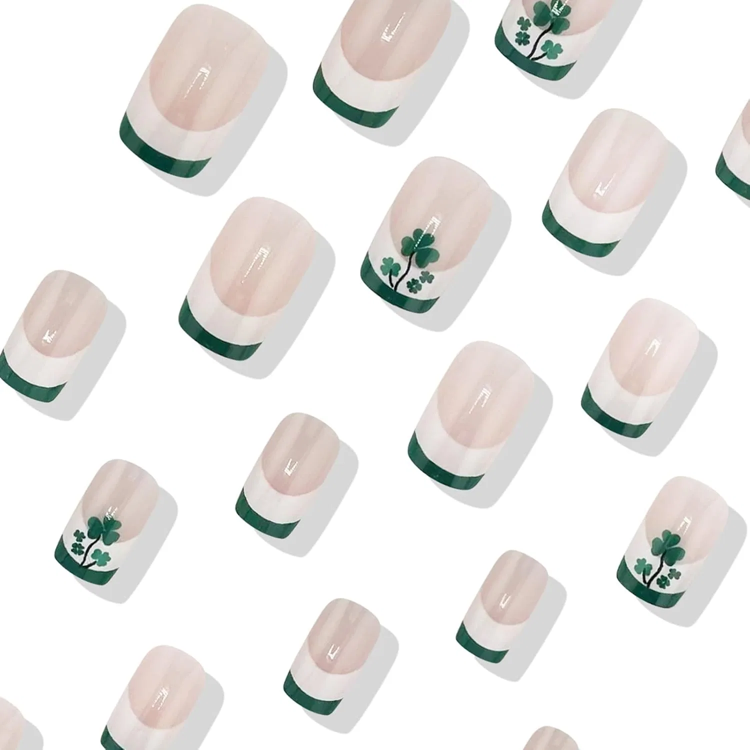 Накладные ногти «French Tip» на День Святого Патрика, 24 шт. Xingjyxzk — фото 4