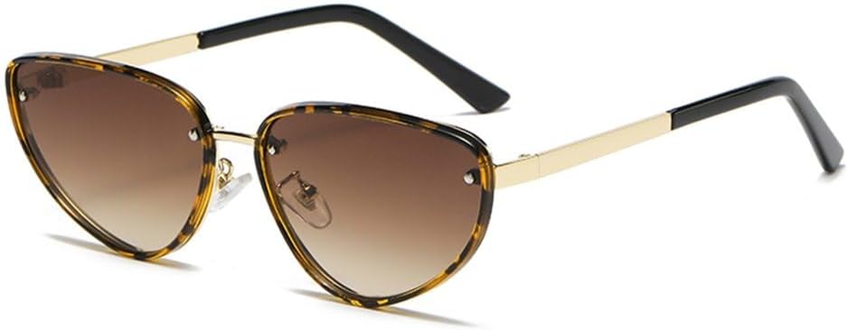 

Модные металлические солнцезащитные очки «кошачий глаз» для женщин и мужчин, панк-очки «кошачий глаз», стильные черные очки с защитой от УФ-излучения UV400 KTUCN, Gold Brown