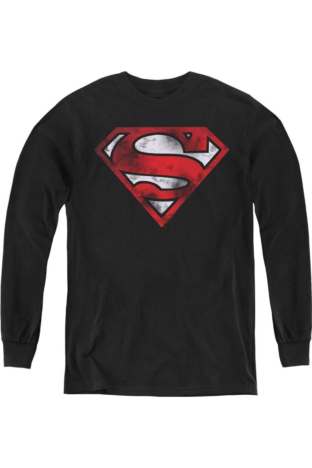 

Футболка с длинным рукавом для подростков "Superman" - изношенный щит Gildan, черный