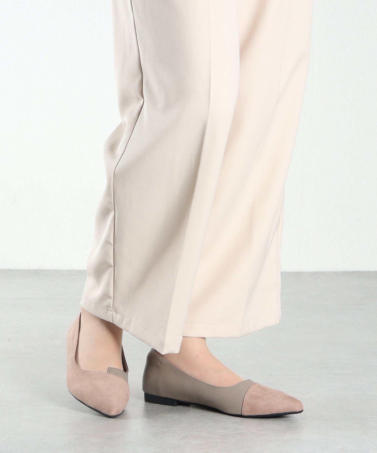 Переключаемые плоские Туфли с заостренным концом 1182 Libertydoll, Gray beige suede PU — фото 4