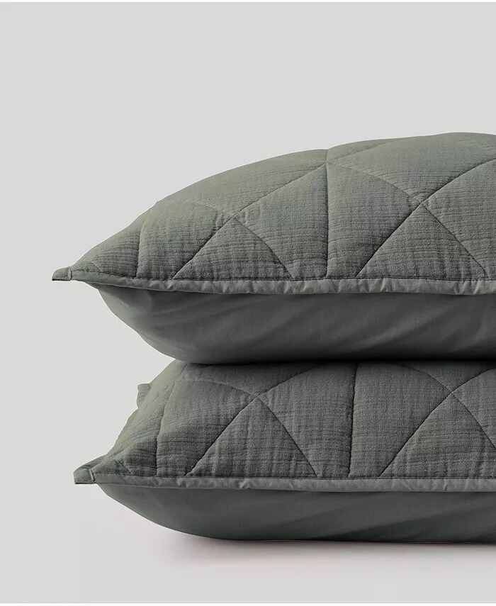 

Набор из 2 шт. Cotton Diamond Sham — стандартный Pact, серый