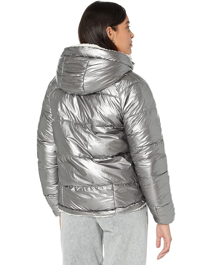 

Пуховик NVLT Reversible Shiny Crinkle with Solid Sherpa Puffer, цвет Silver Cream