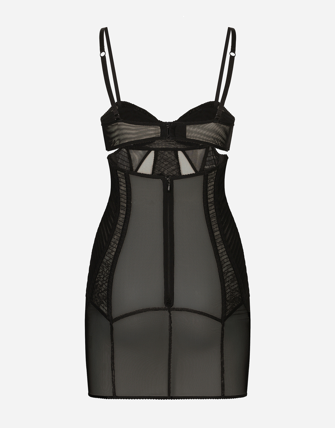 Мини-платье из тюля с корсетными деталями Dolce & Gabbana, черный — фото 2