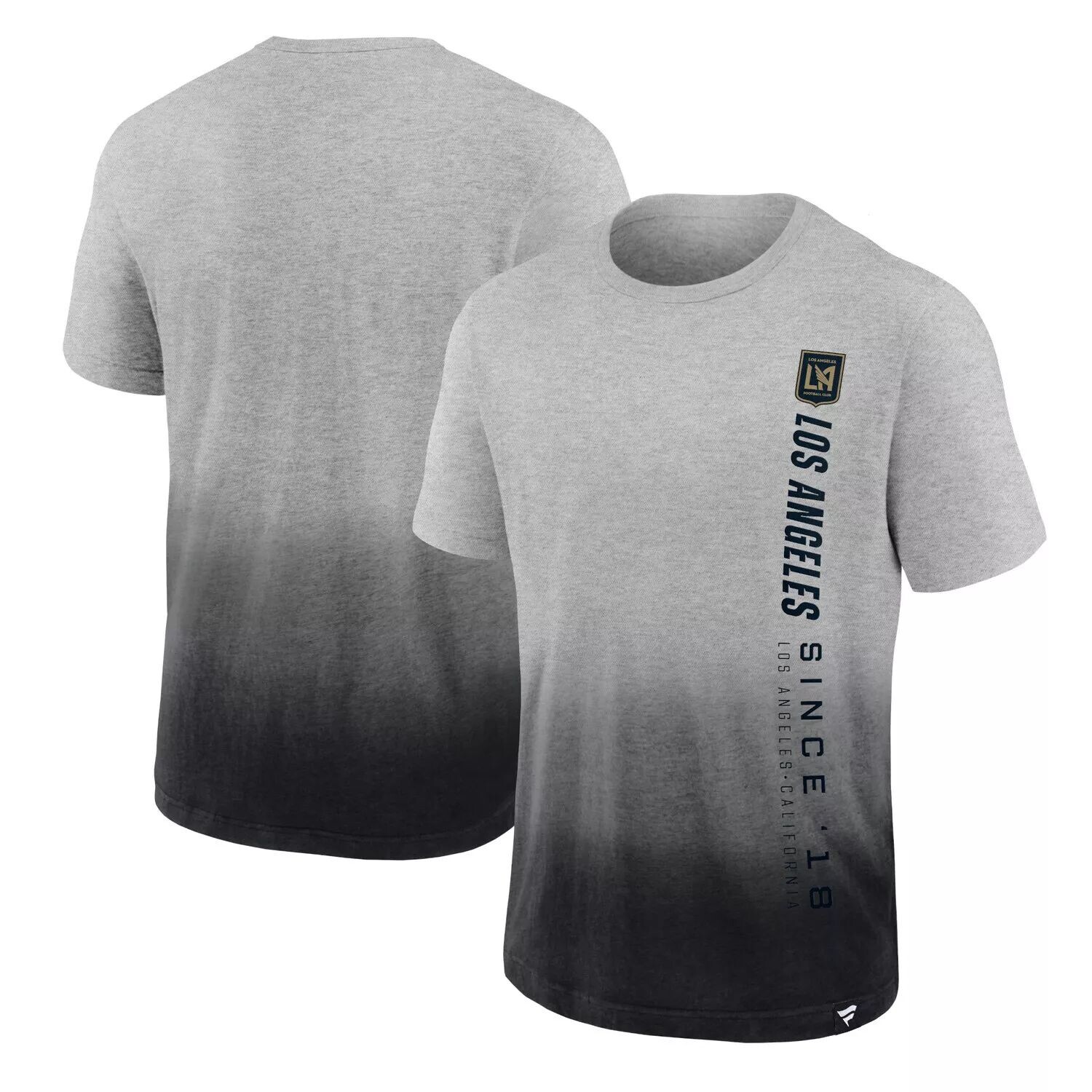 

Мужская серо-черная футболка с логотипом LAFC Dip-Dye Fanatics, Черный, Мужская серо-черная футболка с логотипом LAFC Dip-Dye Fanatics