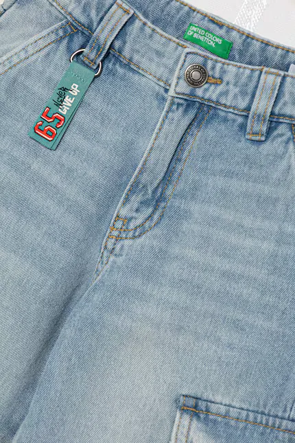Джинсы свободные детские United Colors of Benetton, синий — фото 3